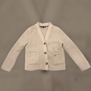 Women’s TOMMY HILFIGER Faux Fur Button Three Button Cardigan Size Medium